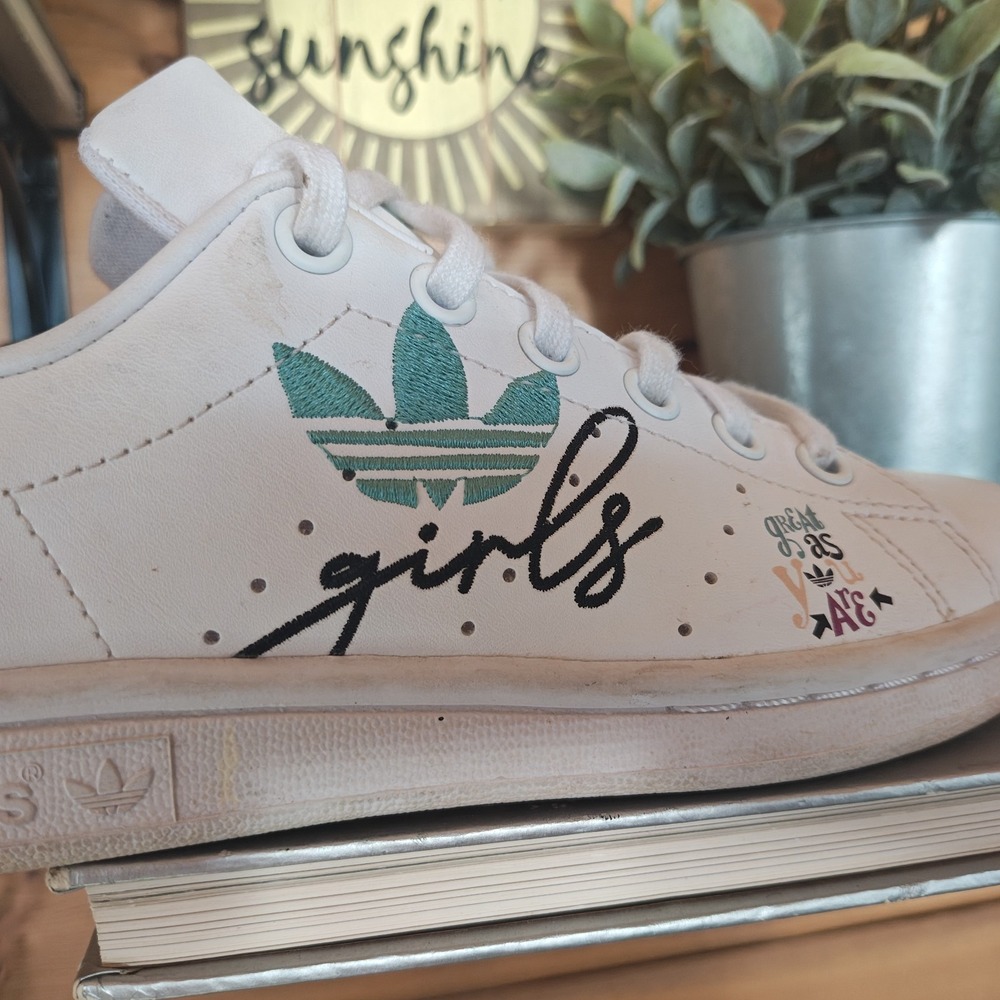 Adidas‎ Stan Smith Low Leather Trainers UK 3 US 3.5 EU35 GZ7384 White/Green - Picture 2 of 9